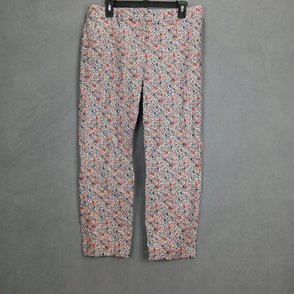 Loft Curvy Ankle Pants Womens 8 Multicolor Floral Riviera Slim Leg Everyday Wear